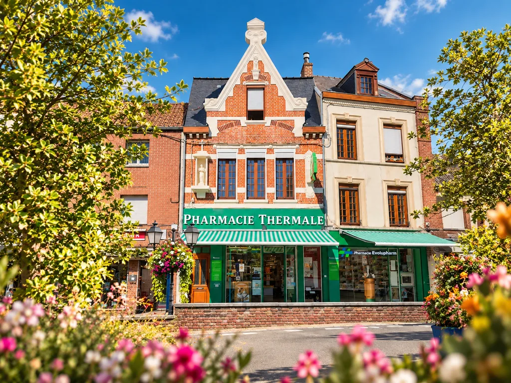 Devanture de la Pharmacie Thermale à Saint-Amand-les-Eaux