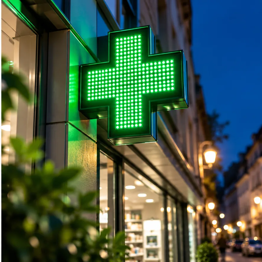 Croix verte d’une pharmacie de garde
